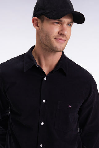 Straight-cut black velvet shirt