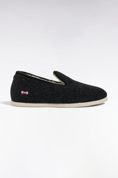 Chaussons en feutre et laine de mouton gris foncé - Image 1