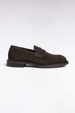 Mocassins bimatières en cuir marron
