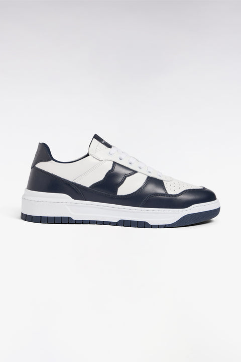 Sneakers en cuir bicolores marine et blanches - Image 1