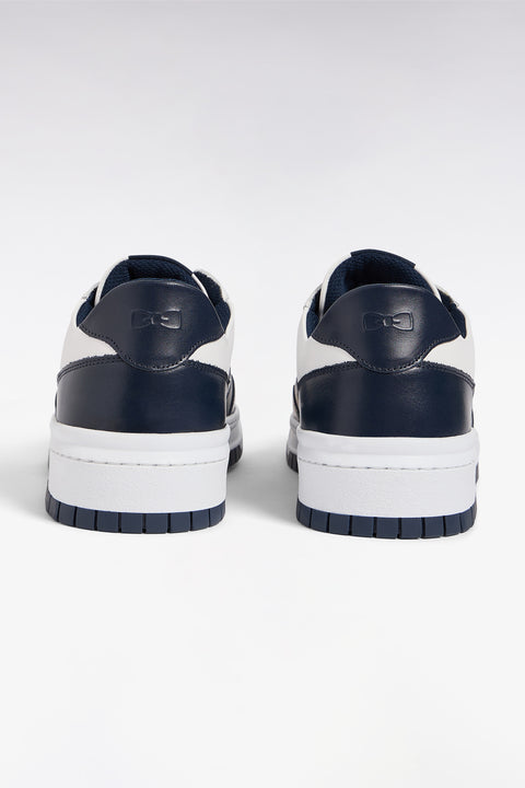 Sneakers en cuir bicolores marine et blanches - Image 3