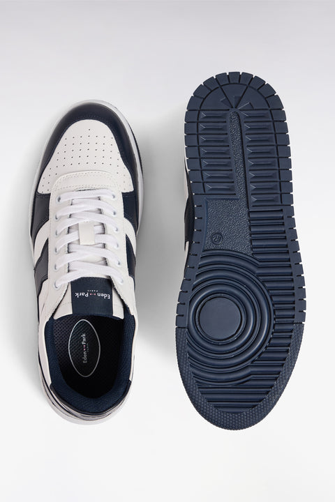 Sneakers en cuir bicolores marine et blanches - Image 2
