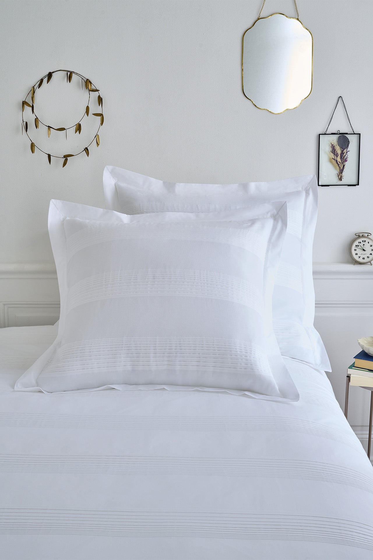 Lot de taies d'oreillers carrées en percale de coton blanche