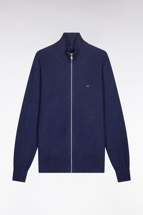 Cardigan en coton nid d'abeille marine coupe droite - Image 2
