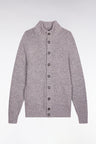Cardigan en laine vierge et alpaga mélangés gris coupe droite