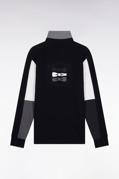 Maillot à manches longues en jersey coton épais noir brodé coupe droite - Image 2