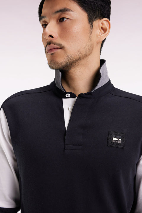 Maillot à manches longues en jersey coton épais noir brodé coupe droite - Image 3
