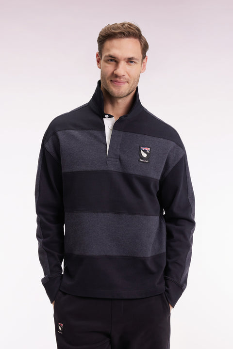Maillot à manches longues rayé Nouvelle Zélande en jersey de coton épais gris - Image 1