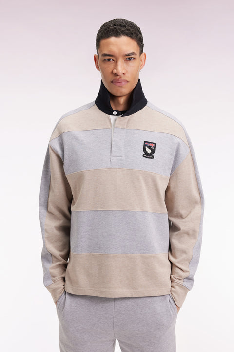 Maillot à manches longues rayé Nouvelle Zélande en jersey de coton épais beige - Image 1