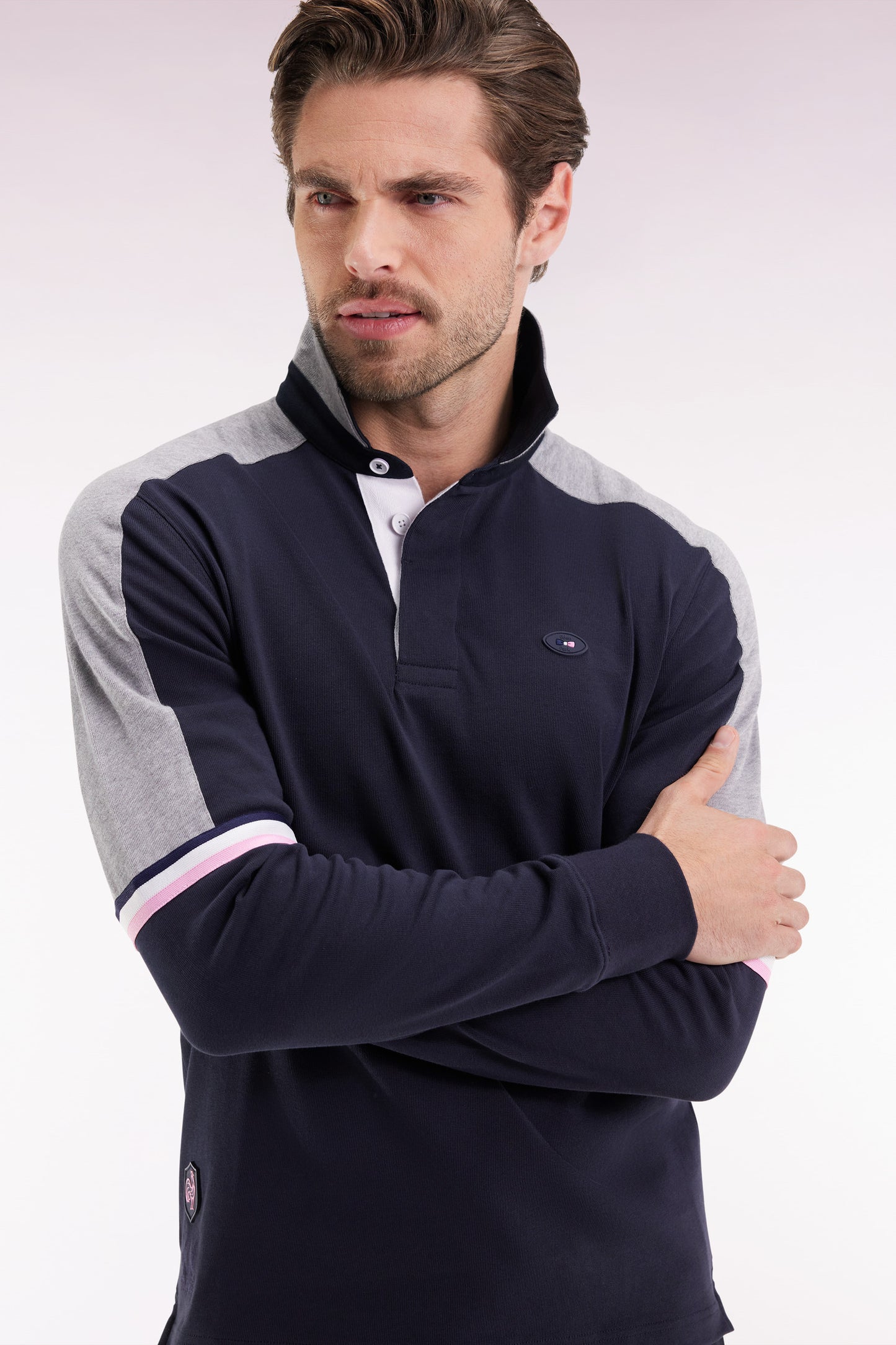 XV de France long-sleeved jersey in thick navy jersey, straight cut
