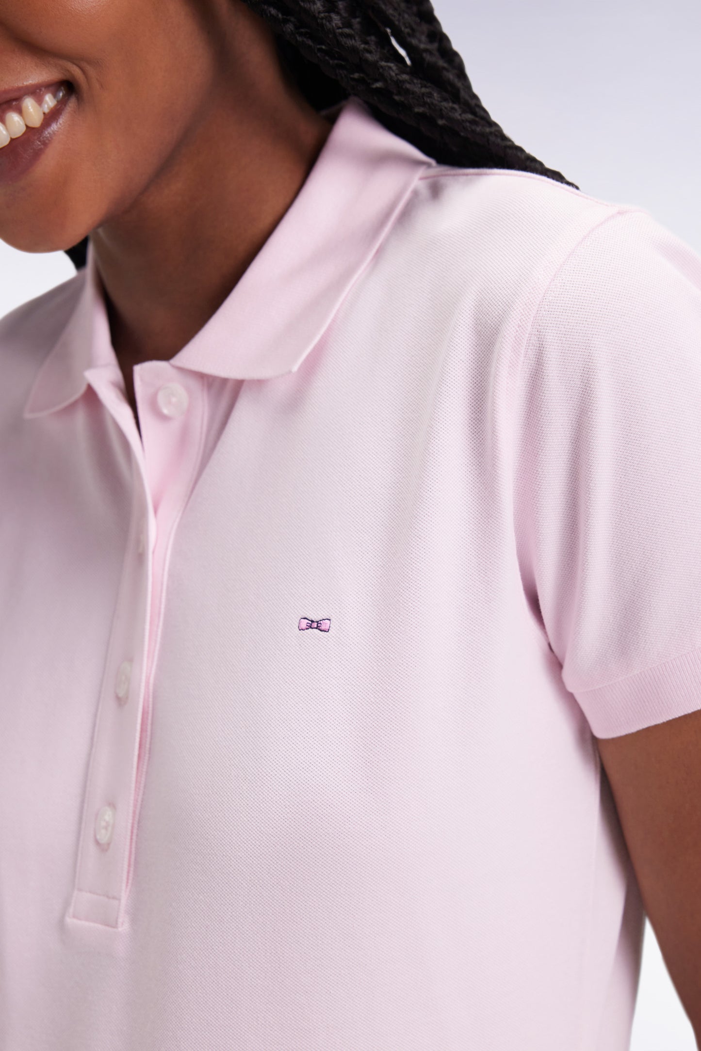 Polo manches courtes en coton stretch rose coupe slim