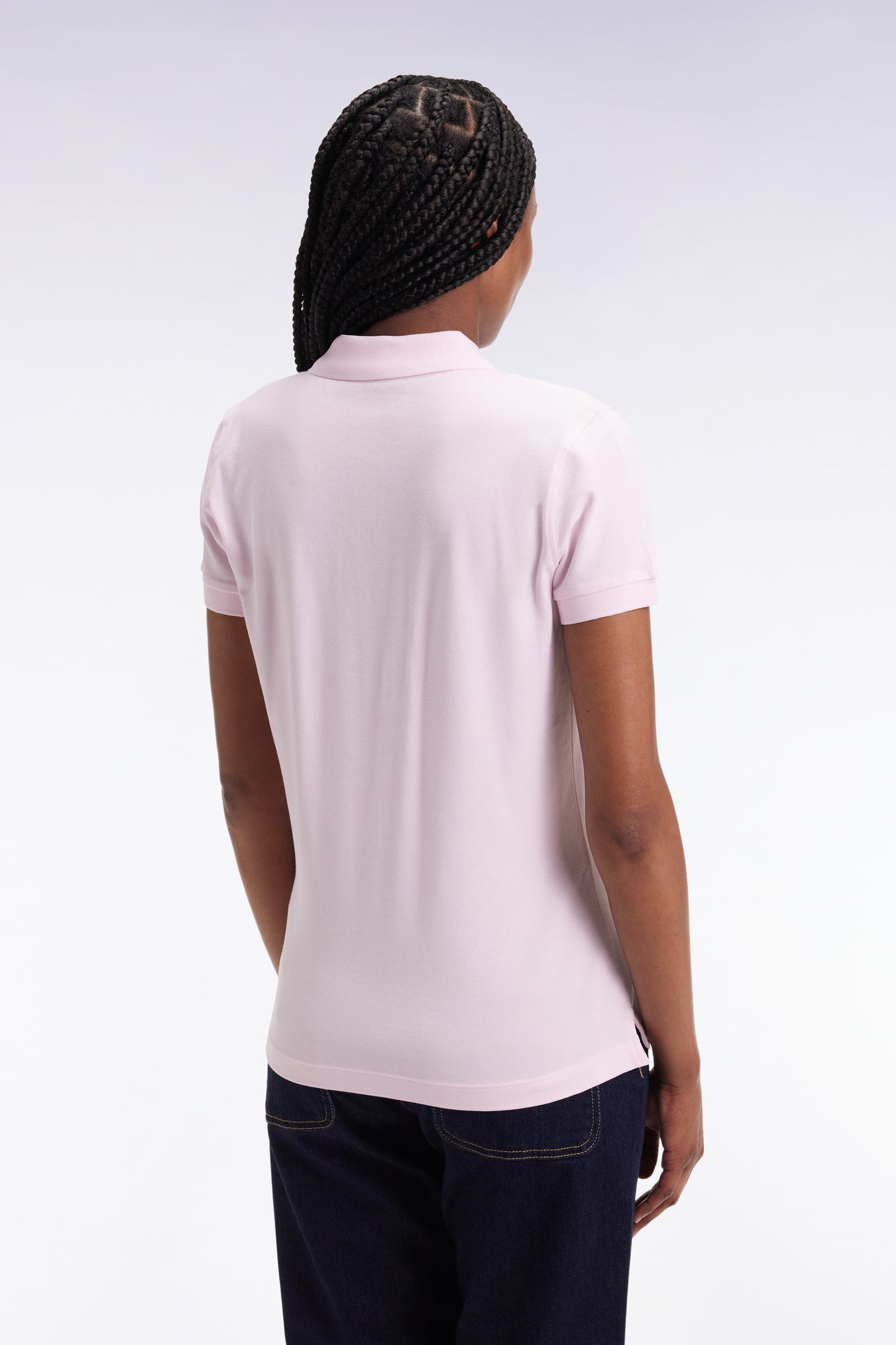Polo manches courtes en coton stretch rose coupe slim