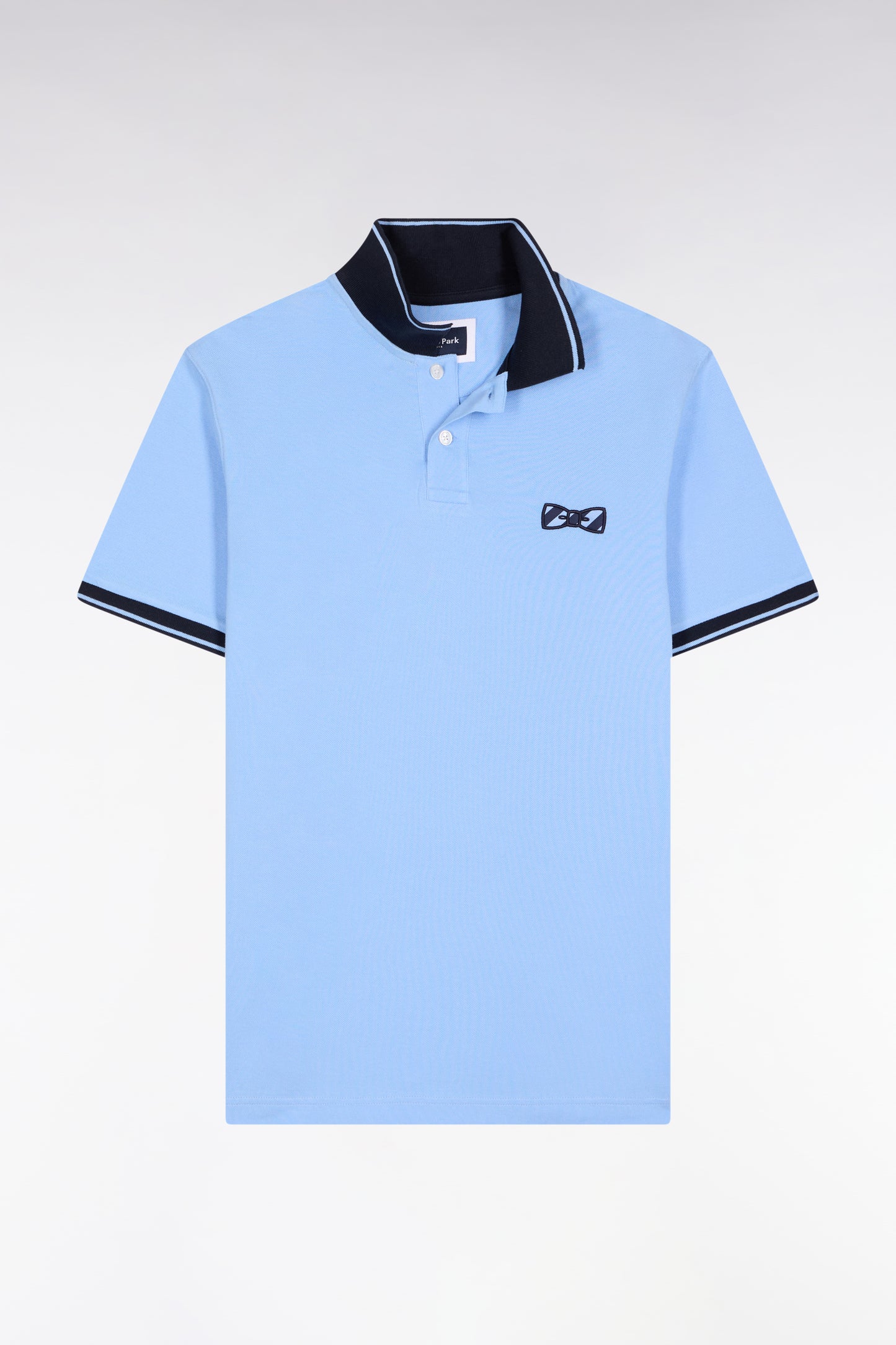 Polo à manches courtes en coton ciel broderie cerclée