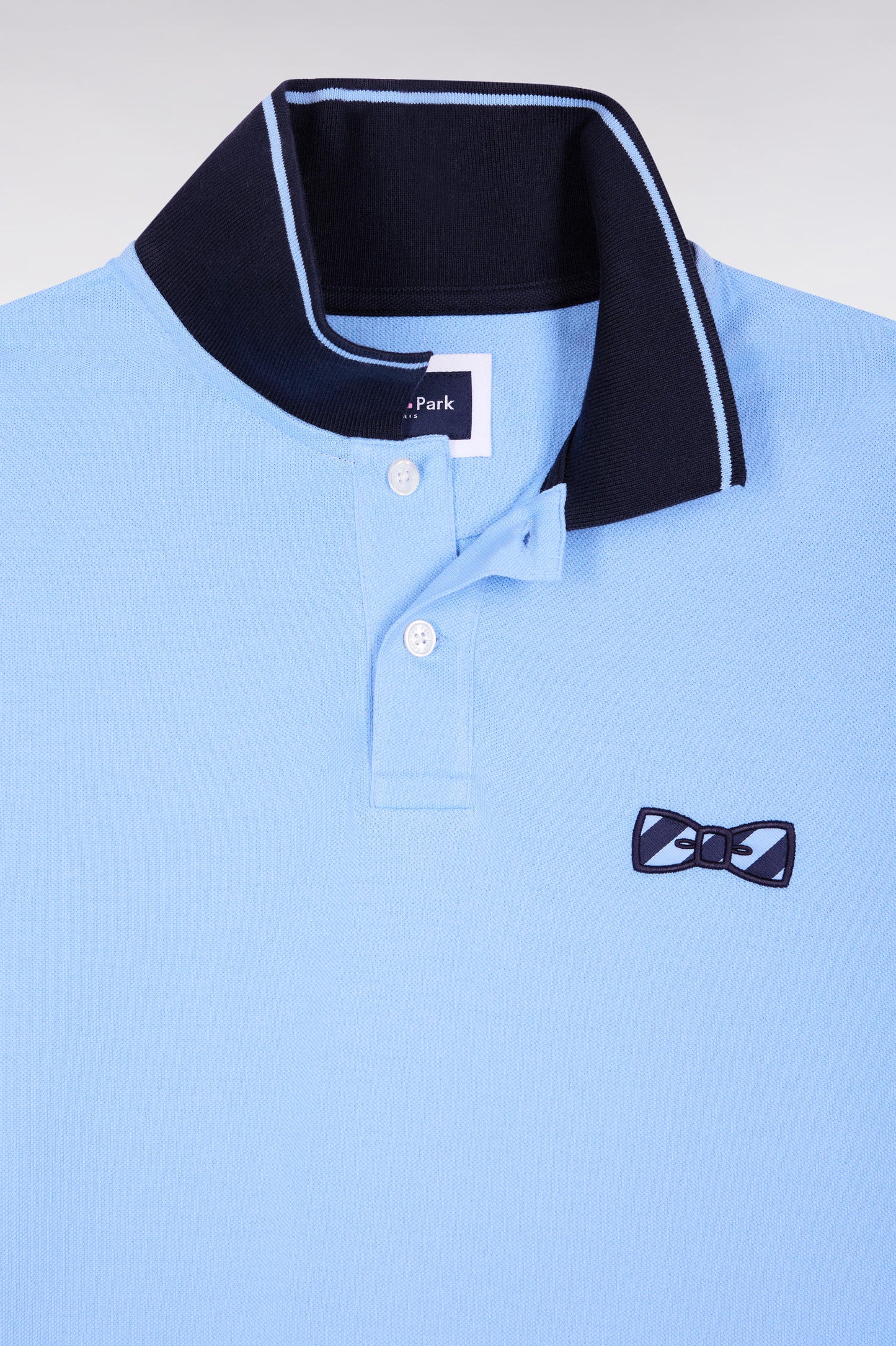 Polo à manches courtes en coton ciel broderie cerclée