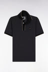 Polo manches courtes en piqué coton stretch gris coupe slim