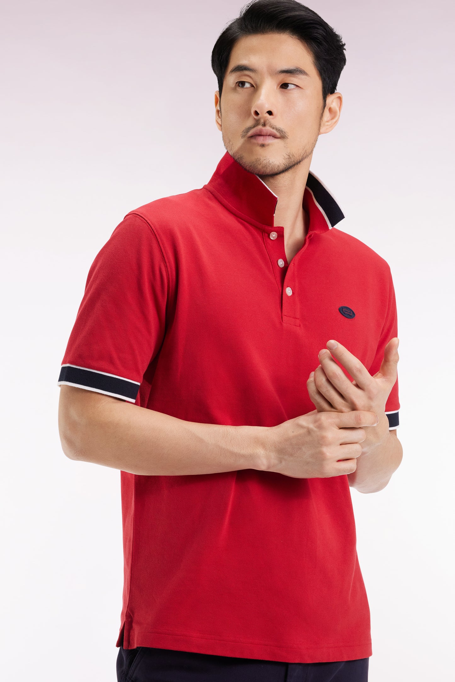 Polo manches courtes en coton rouge coupe ample