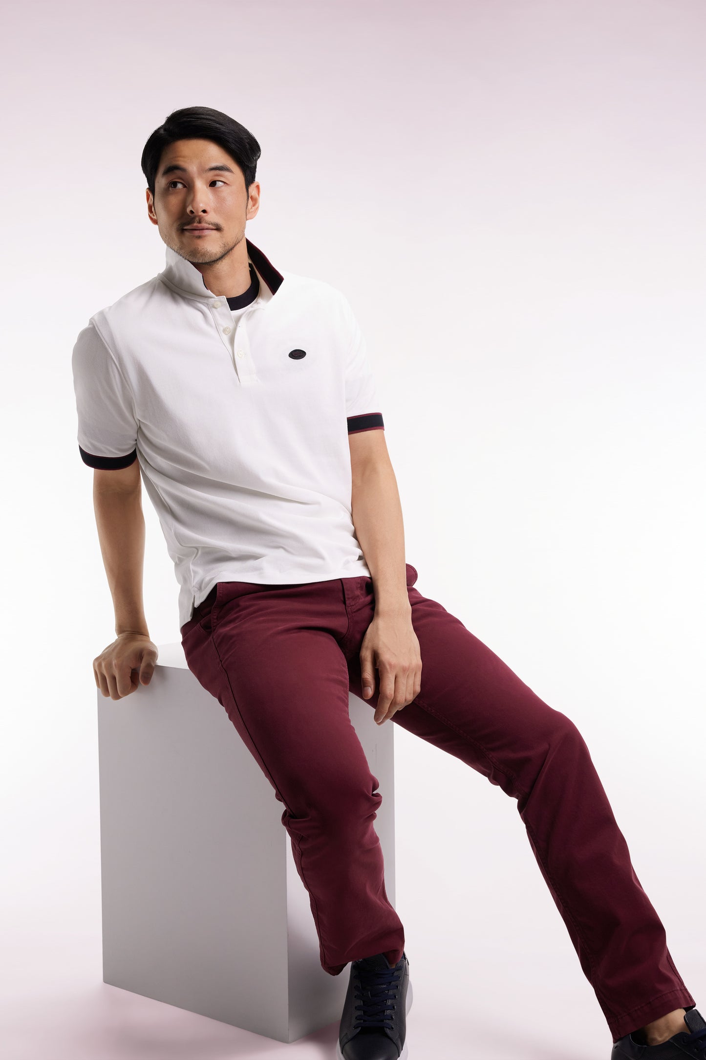 Polo manches courtes en coton blanc coupe ample