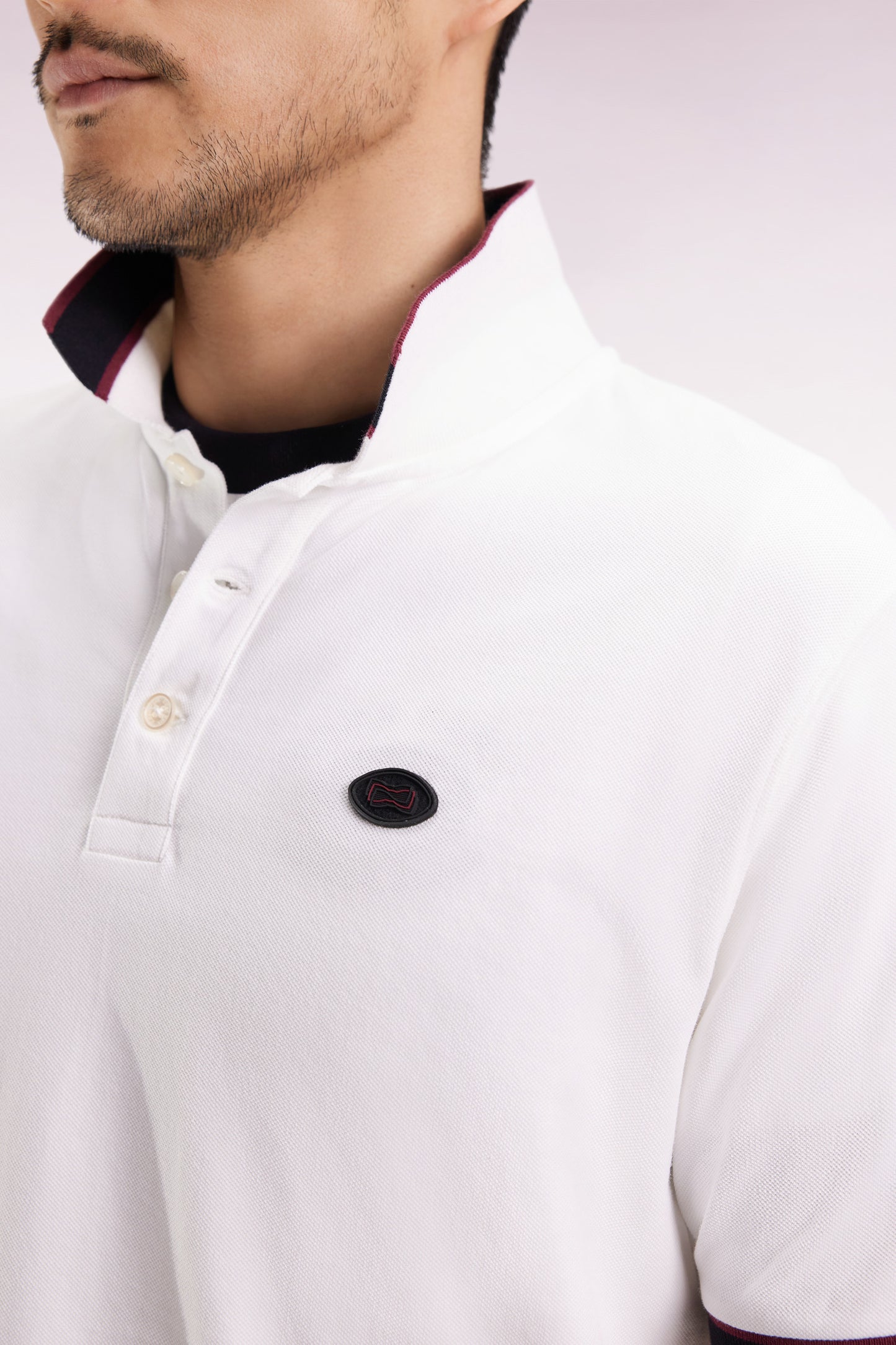 Polo manches courtes en coton blanc coupe ample