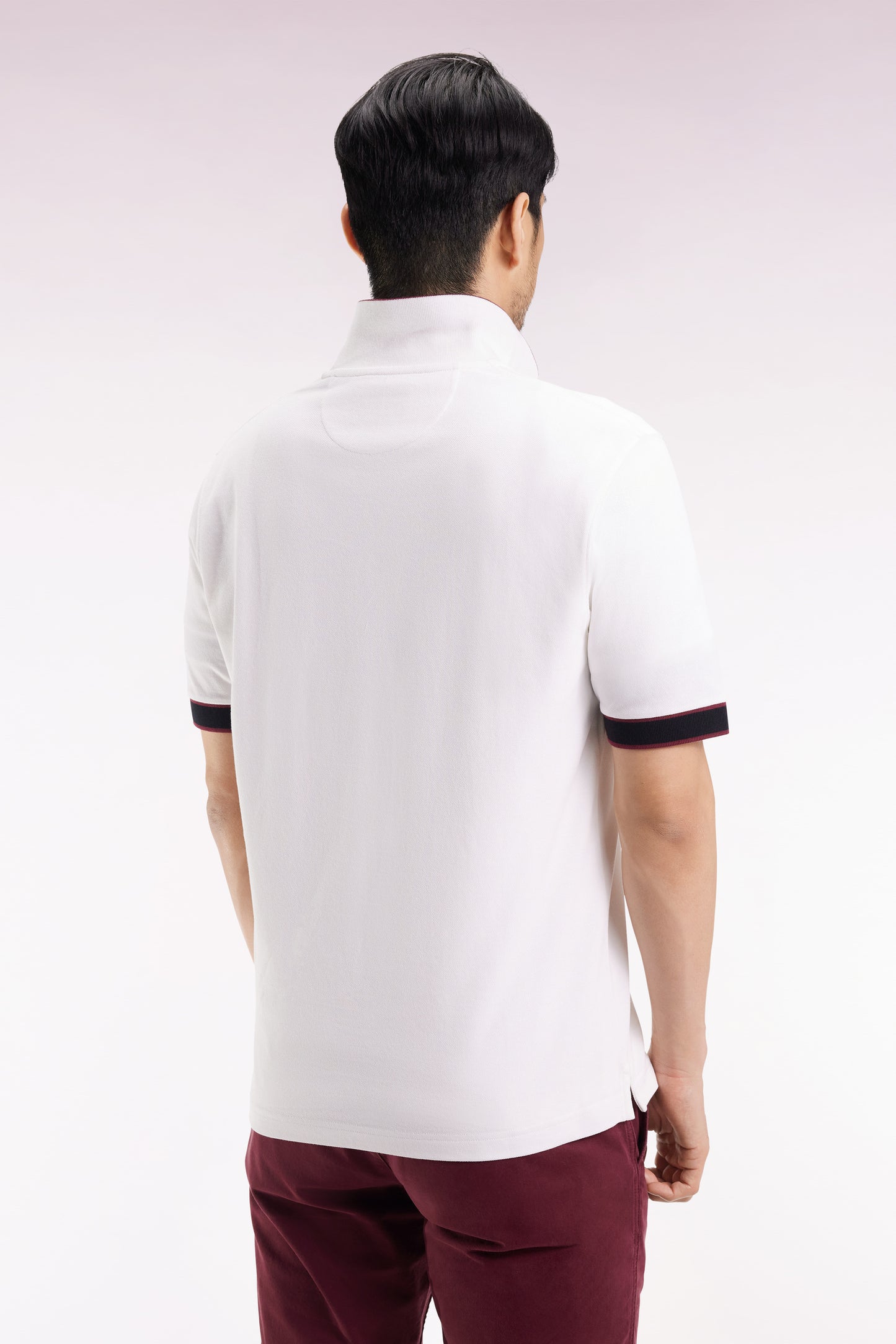 Polo manches courtes en coton blanc coupe ample