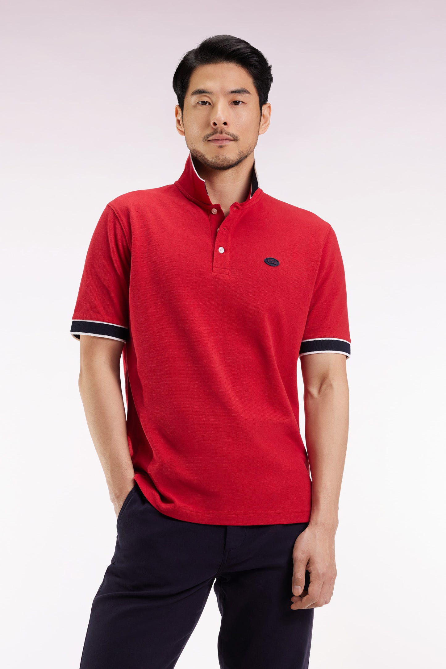 Polo manches courtes en coton rouge coupe ample