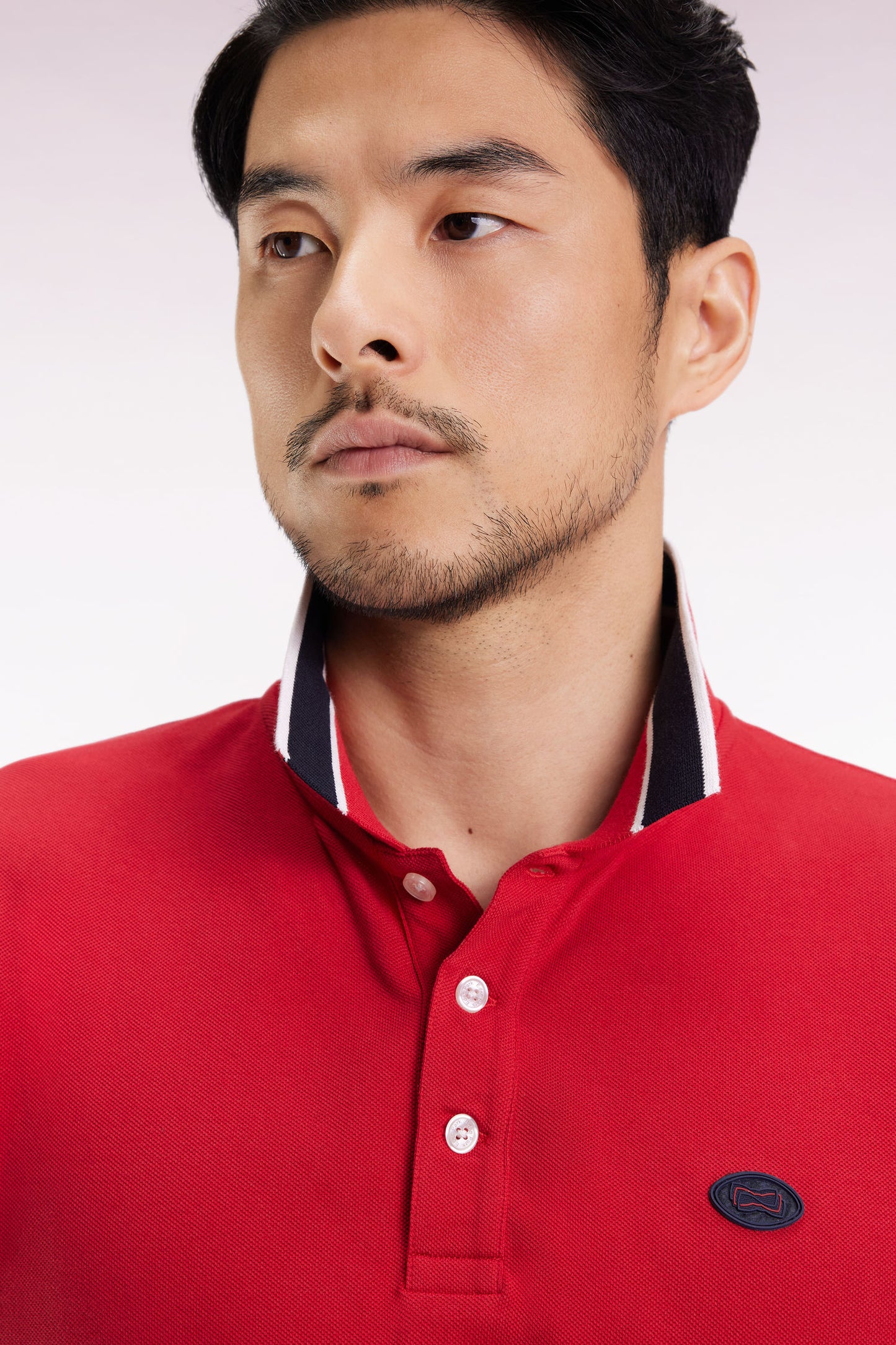 Polo manches courtes en coton rouge coupe ample