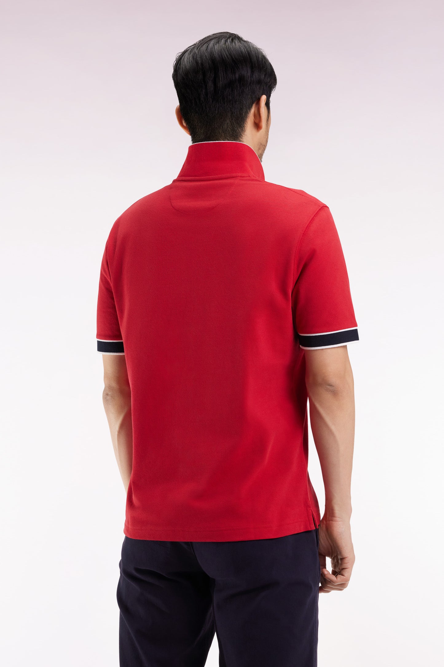 Polo manches courtes en coton rouge coupe ample