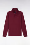 Polo à manches longues en coton Pima bordeaux coupe droite