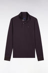 Polo à manches longues en coton Pima marron coupe droite