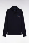 Polo à manches longues en piqué coton marine broderie 10