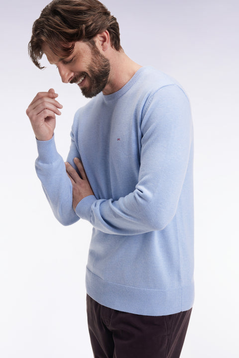 Pull col rond en laine et coton ciel - Image 3