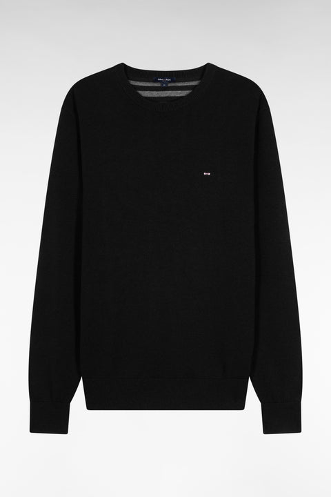 Pull col rond en laine et coton noir - Image 1