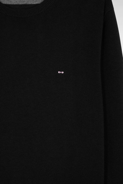 Pull col rond en laine et coton noir - Image 2