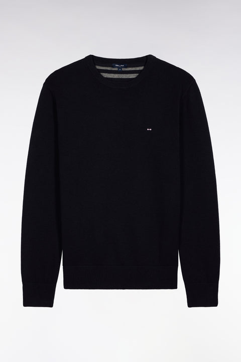 Pull col rond en laine et coton marine - Image 2