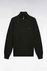 Bottle-green wool and cotton trucker-neck sweater