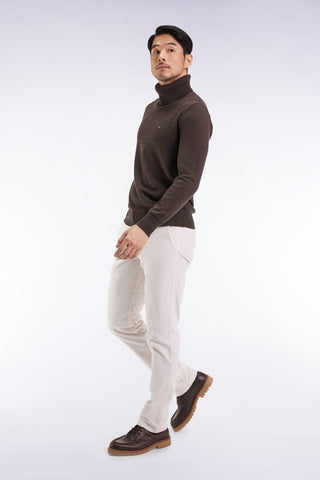 Dark brown wool and cotton turtleneck sweater