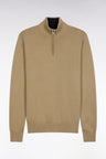 Pull col camionneur en coton épais beige