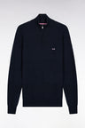 Pull col camionneur en coton marine effet de rayure
