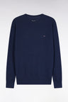 Pull col rond en coton nid d'abeille marine