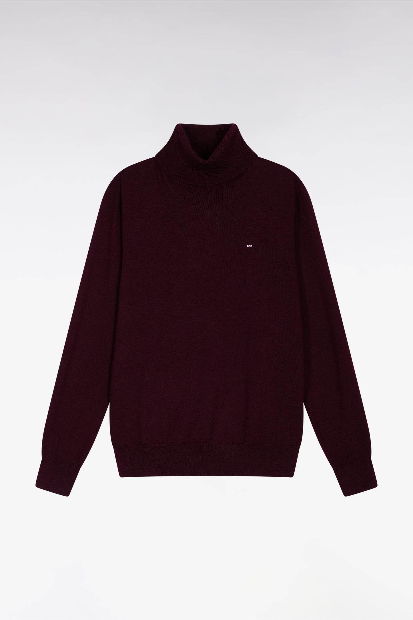 Pull col roulé en laine mérinos bordeaux