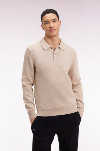 Pull col maillot épais en laine et coton beige