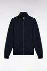Sweatshirt zippé en coton marine coupe droite