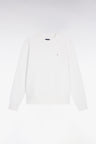 Sweatshirt à col rond en coton blanc coupe droite
