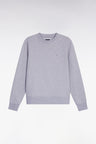 Sweatshirt à col rond en coton gris coupe droite
