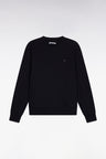Sweatshirt à col rond en coton noir coupe droite