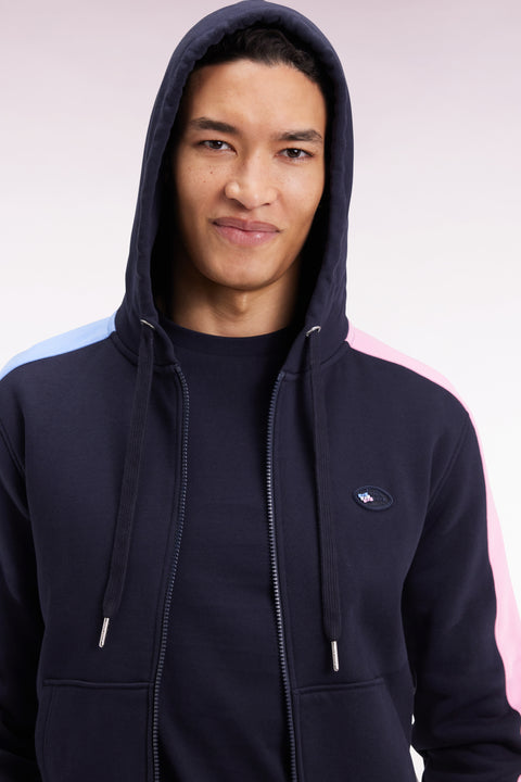 Sweatshirt à capuche zippé en molleton marine - Image 3