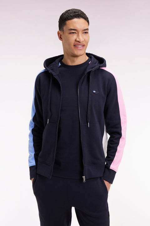 Sweatshirt à capuche zippé en molleton marine - Image 1