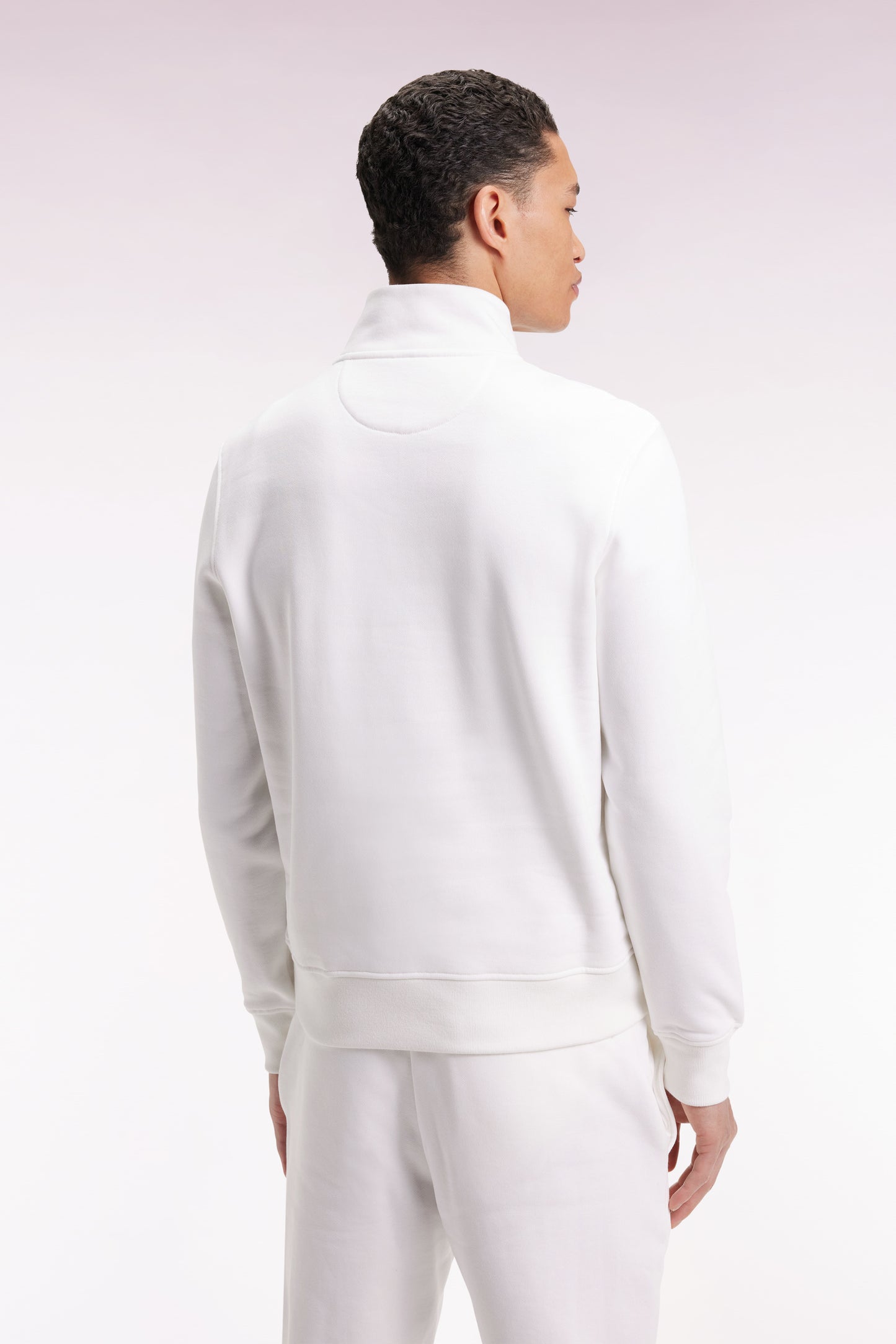 Sweatshirt à col montant zippé en molleton coton blanc