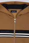 Sweatshirt à capuche zippé en molleton mélangé camel