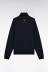 Sweatshirt zippé en coton marine broderie 10 coupe droite