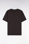 T-shirt manches courtes à col rond en coton Pima marron